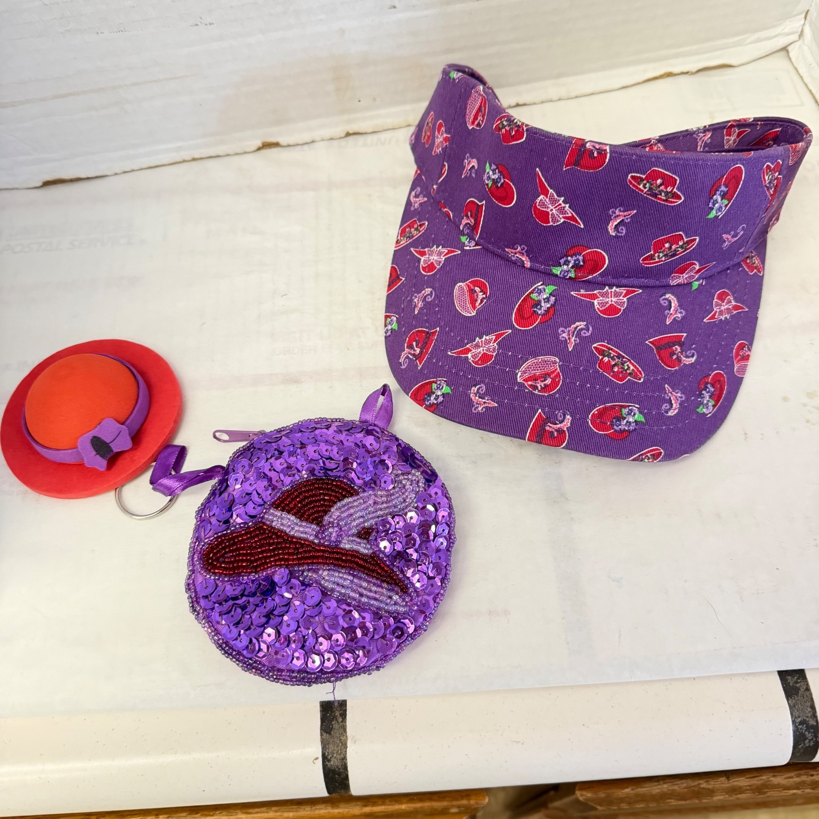 Red Hat Society Accessory Set Womens Os Purple Red Visor Purse Topper
